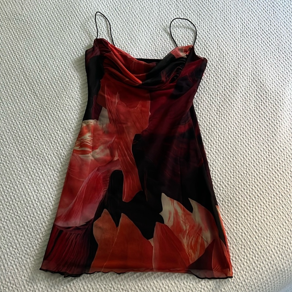 Princess Polly Red & Black Floral Mini Dress